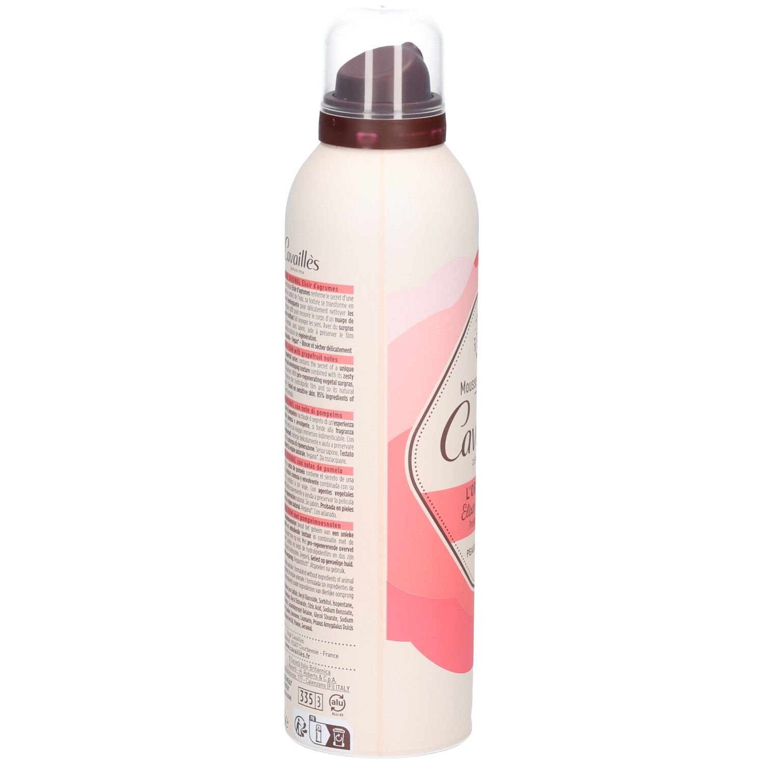 Flacon avec texte. Inscription: Cavaillès. Texte en français. 200ml. Informations au dos.