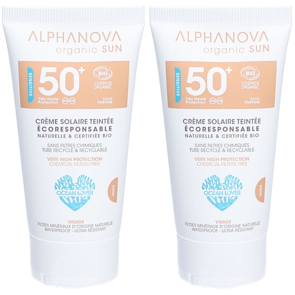 Alphanova CRÈME SOLAIRE TEINTÉE CLAIRE CERTIFIÉE BIO SPF 50+