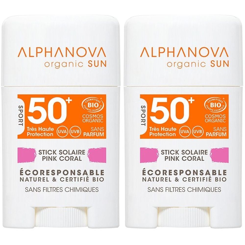 Alphanova STICK SOLAIRE ROSE TRÈS HAUTE PROTECTION VISAGE SPF50+