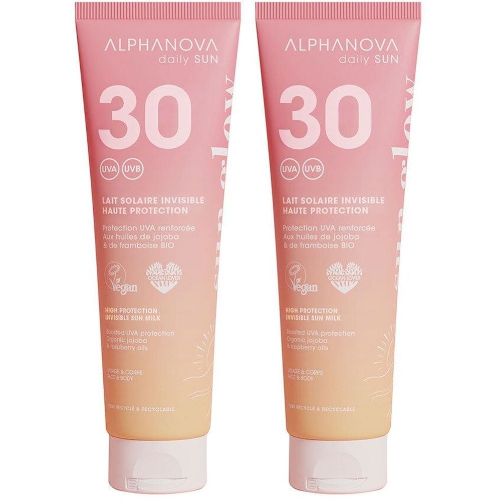 ALPHANOVA Lait Solaire Invisible Très Haute Protection x2