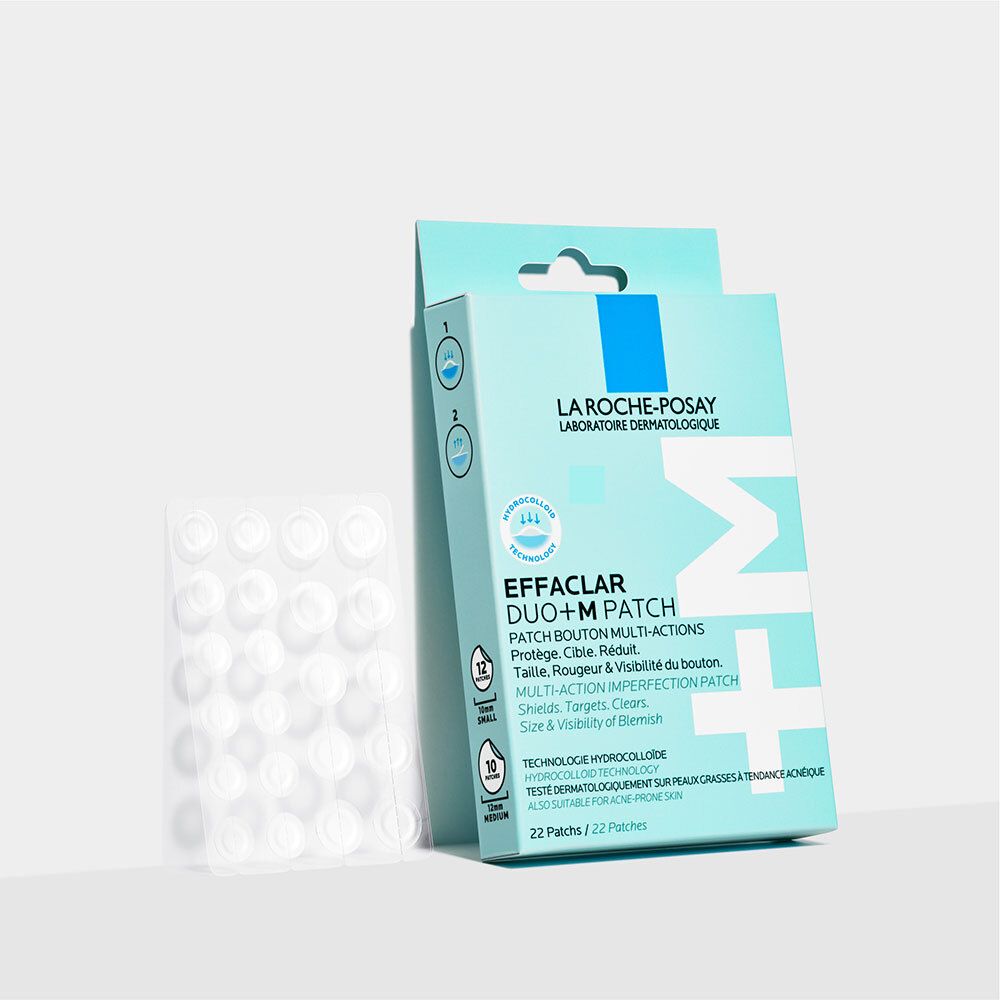 Boîte Effaclar Duo+ M Patch et patchs transparents. 22 pièces. Testé dermatologiquement.