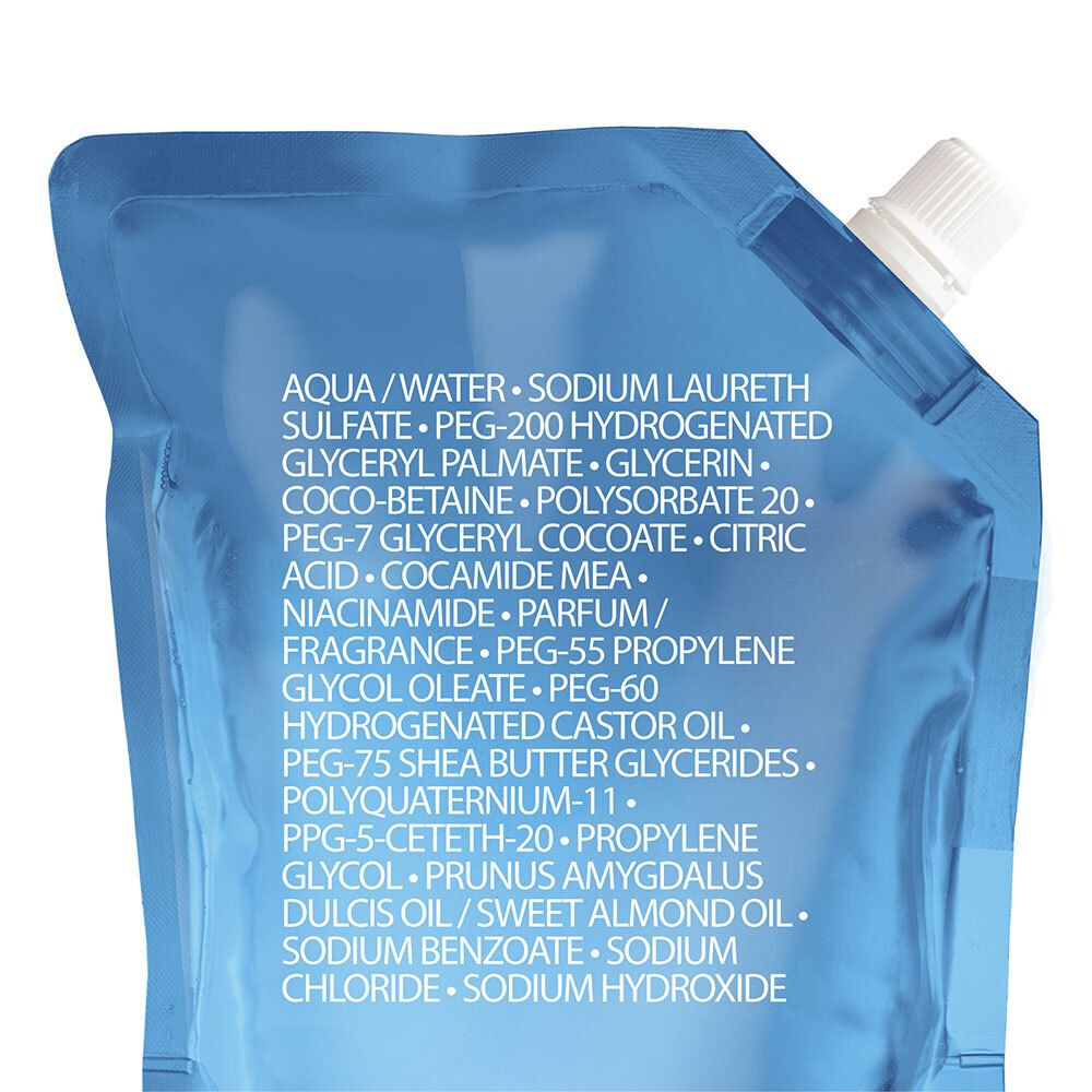 Gros plan sur les ingrédients de la recharge LA ROCHE-POSAY Lipikar Gel Lavant.