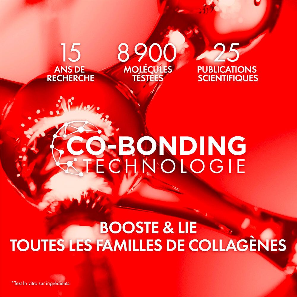 Graphique avec molécules et texte : 15 ans de recherche, 8 900 molécules testées, 25 publications scientifiques.