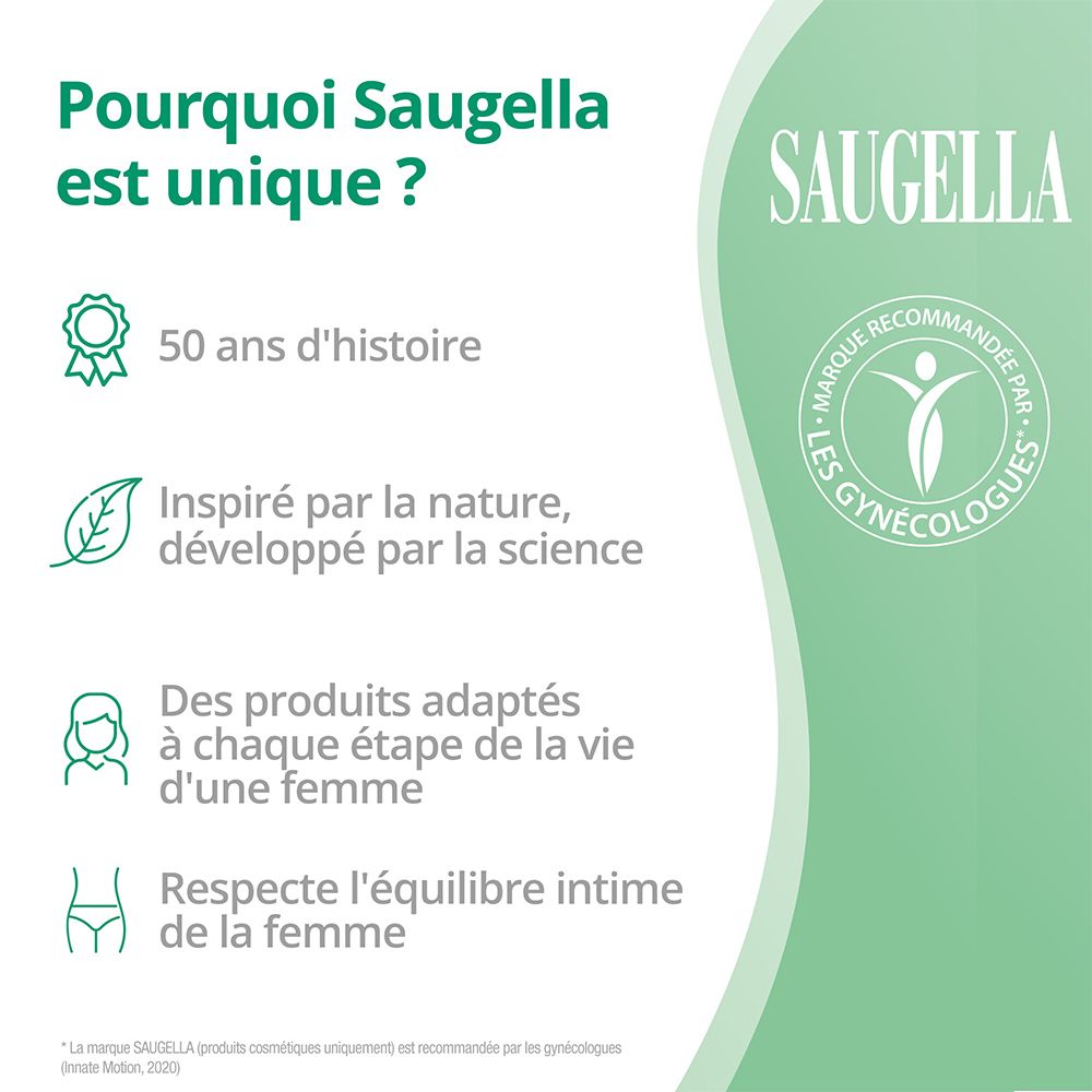 Texte : Pourquoi SAUGELLA est unique ? 50 ans d'histoire. Inspiré par la nature, développé par la science.
