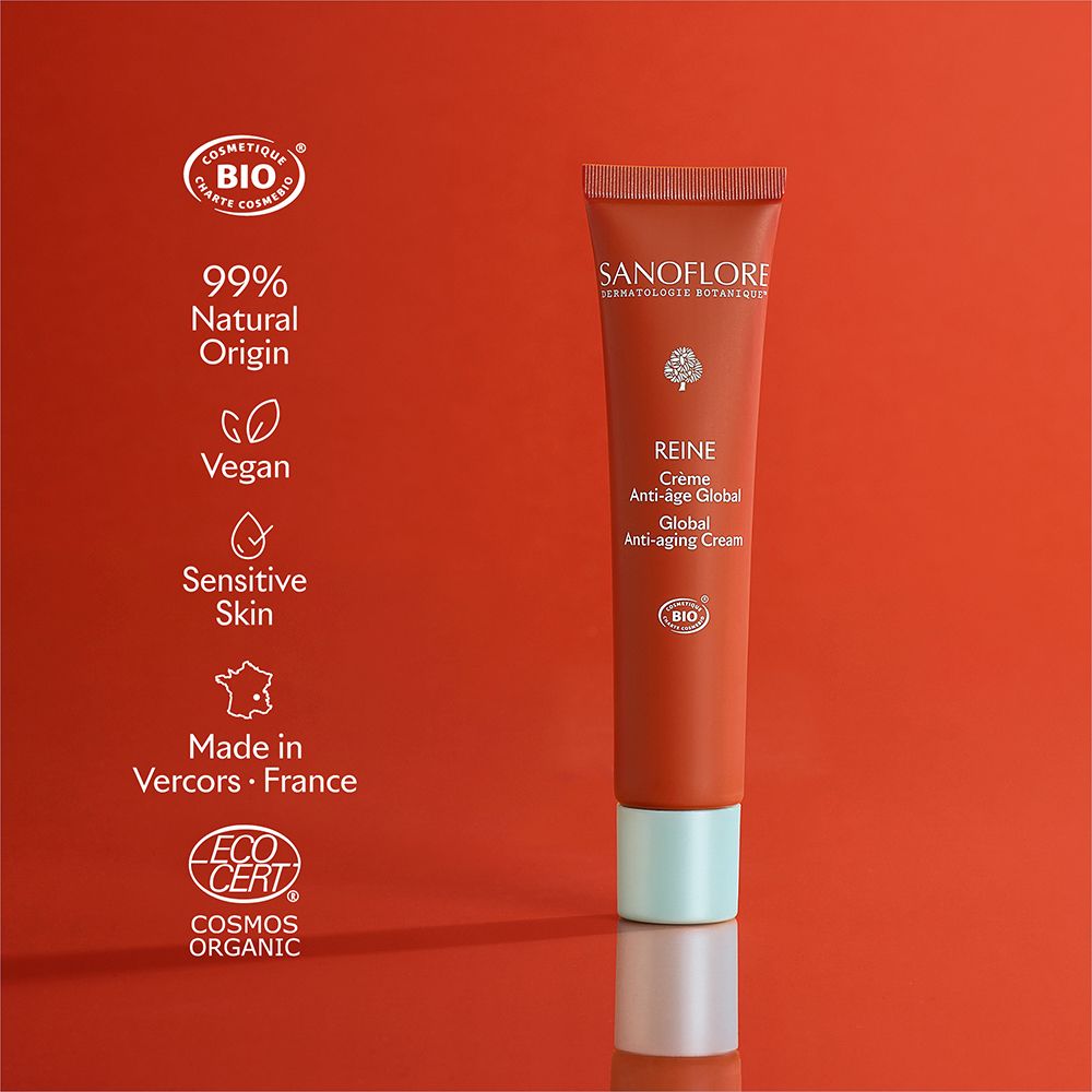 Tube et texte: 99% d'origine naturelle, Vegan, Sensitive Skin, Made in Vercors - France, ECO CERT COSMOS ORGANIC.