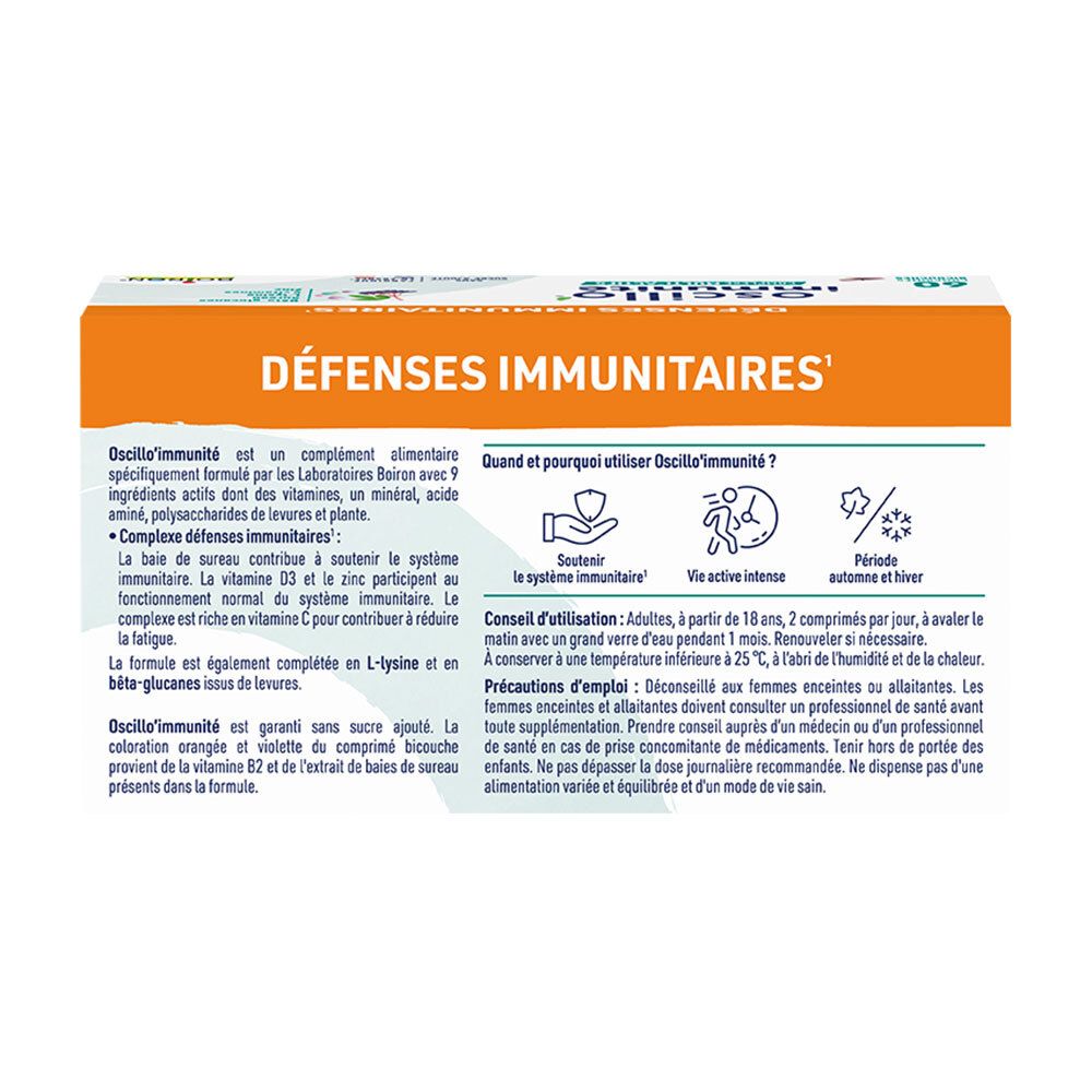 Arrière de la boîte Oscillo Immunité avec instructions d'utilisation