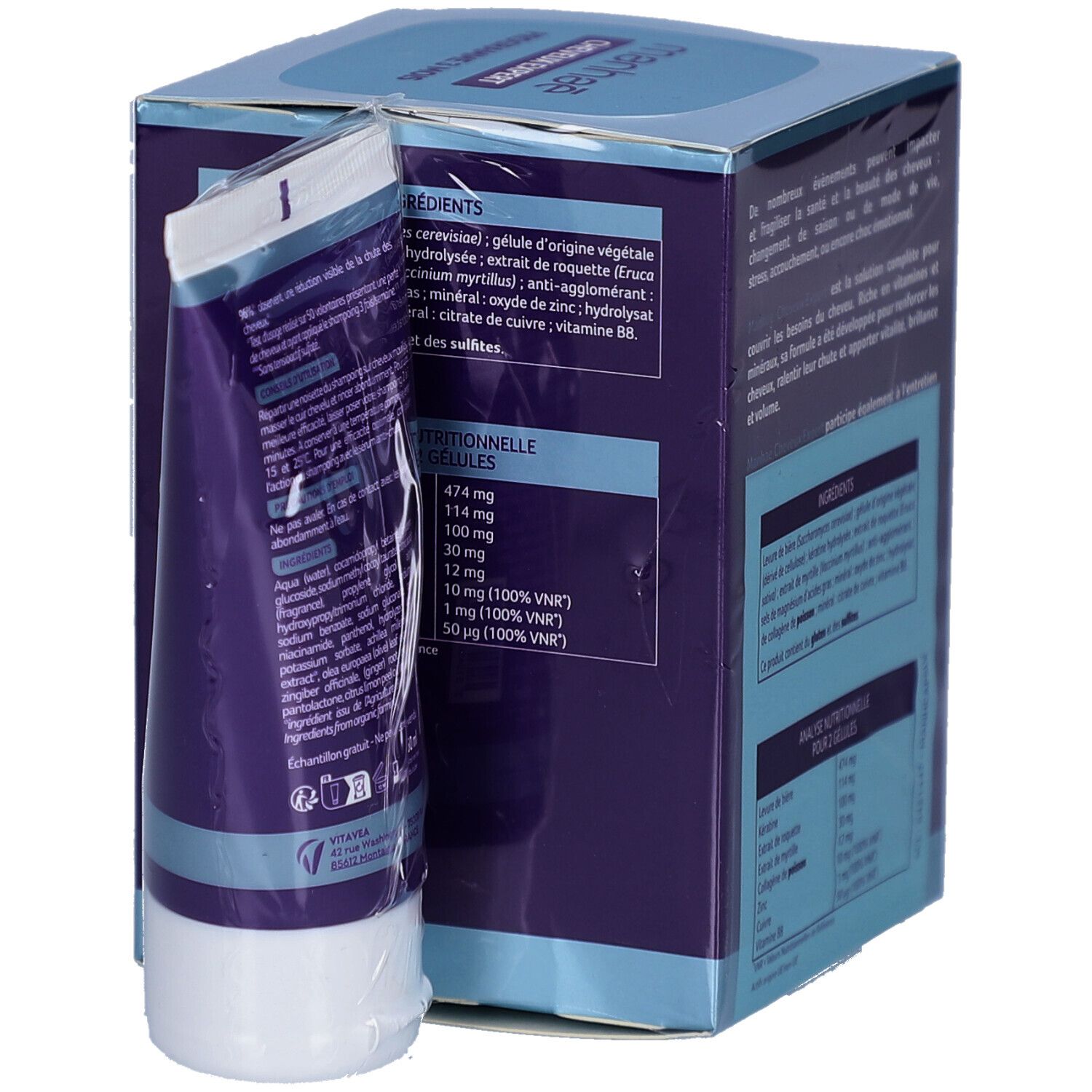 Produit emballé. L'emballage contient des informations sur les ingrédients et les valeurs nutritionnelles.