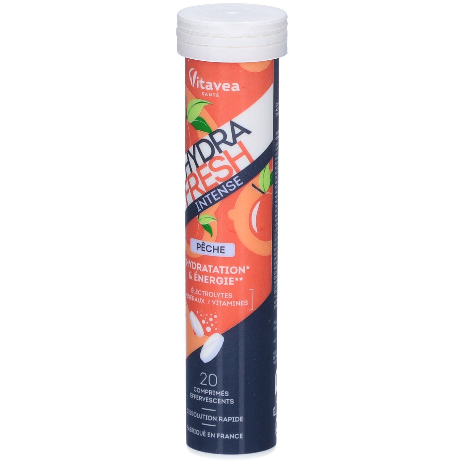 Verso du tube HydraFresh Intense Pêche. Contient informations et informations nutritionnelles. 56 g.