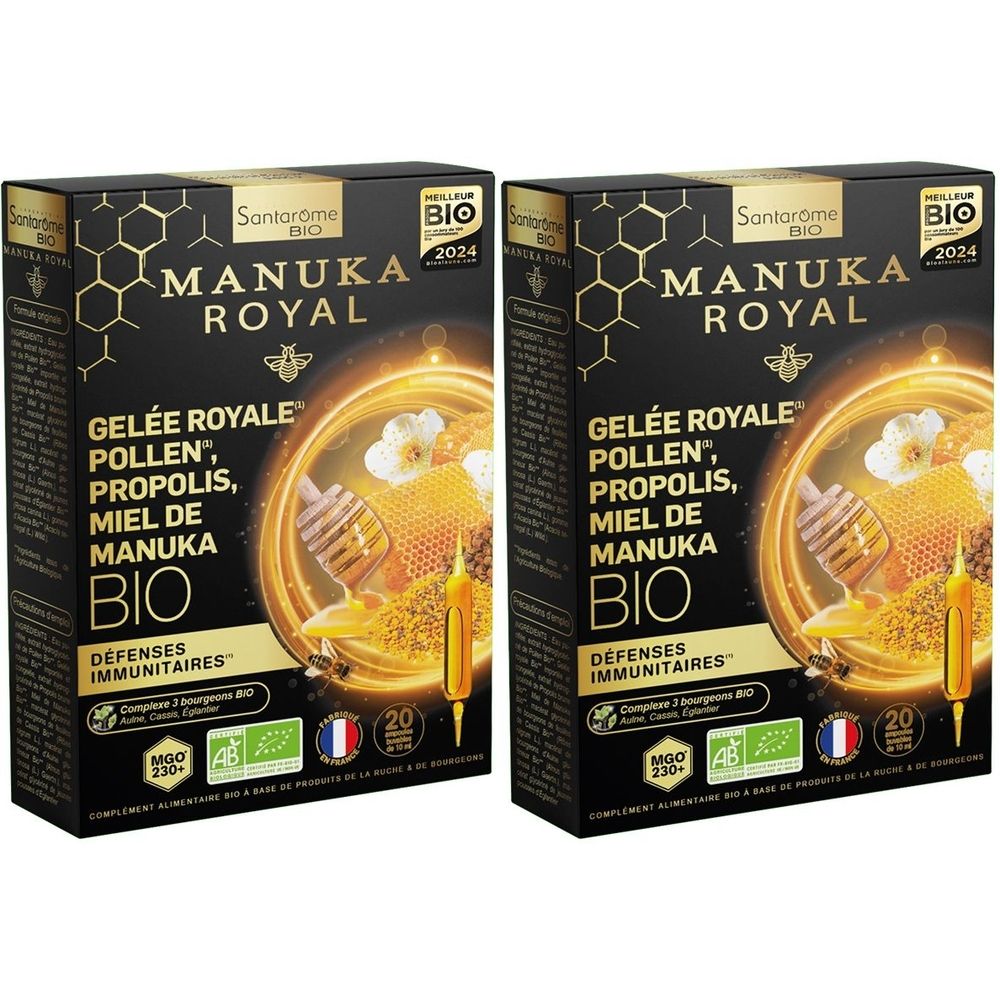 Santarome Gelée Royale Pollen Propolis Miel de Manuka Bio Ampoules