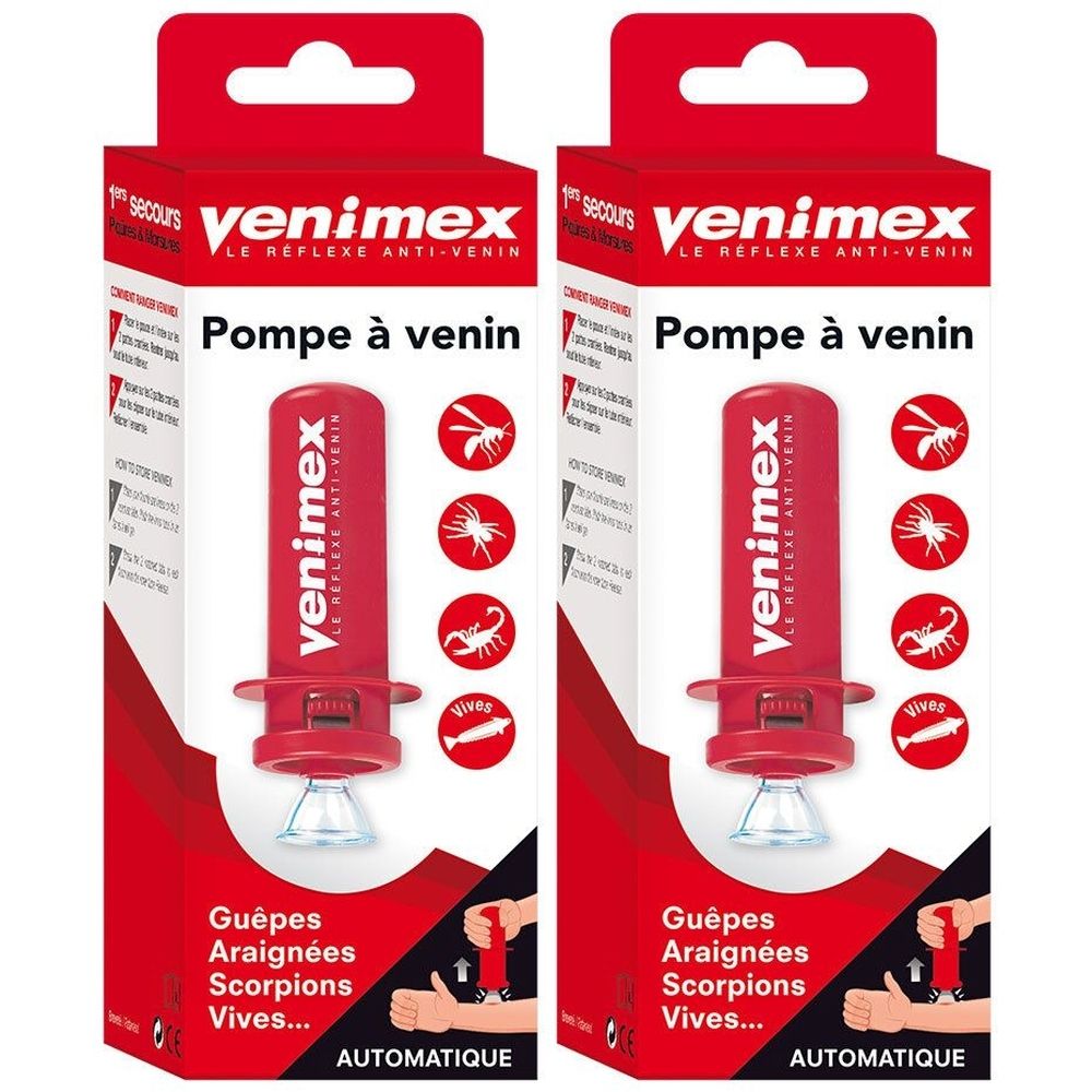 VENIMEX - Pompe à venin à déclenchement automatique - Piqûres d'insectes et morsures d'araignées - Premiers secours - 1 unité