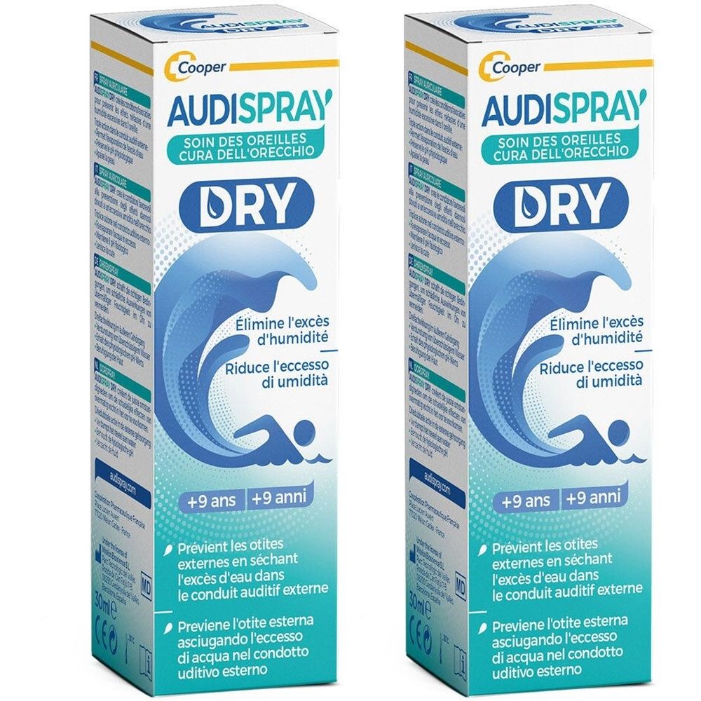 AUDISPRAY - Spray auriculaire - Humidité - Soulage la gêne et la sensation d'oreille bouchée ou de la déficience auditive à la suite d'un contact avec l'eau - Spray - 30 mL - A partir de 9 ans
