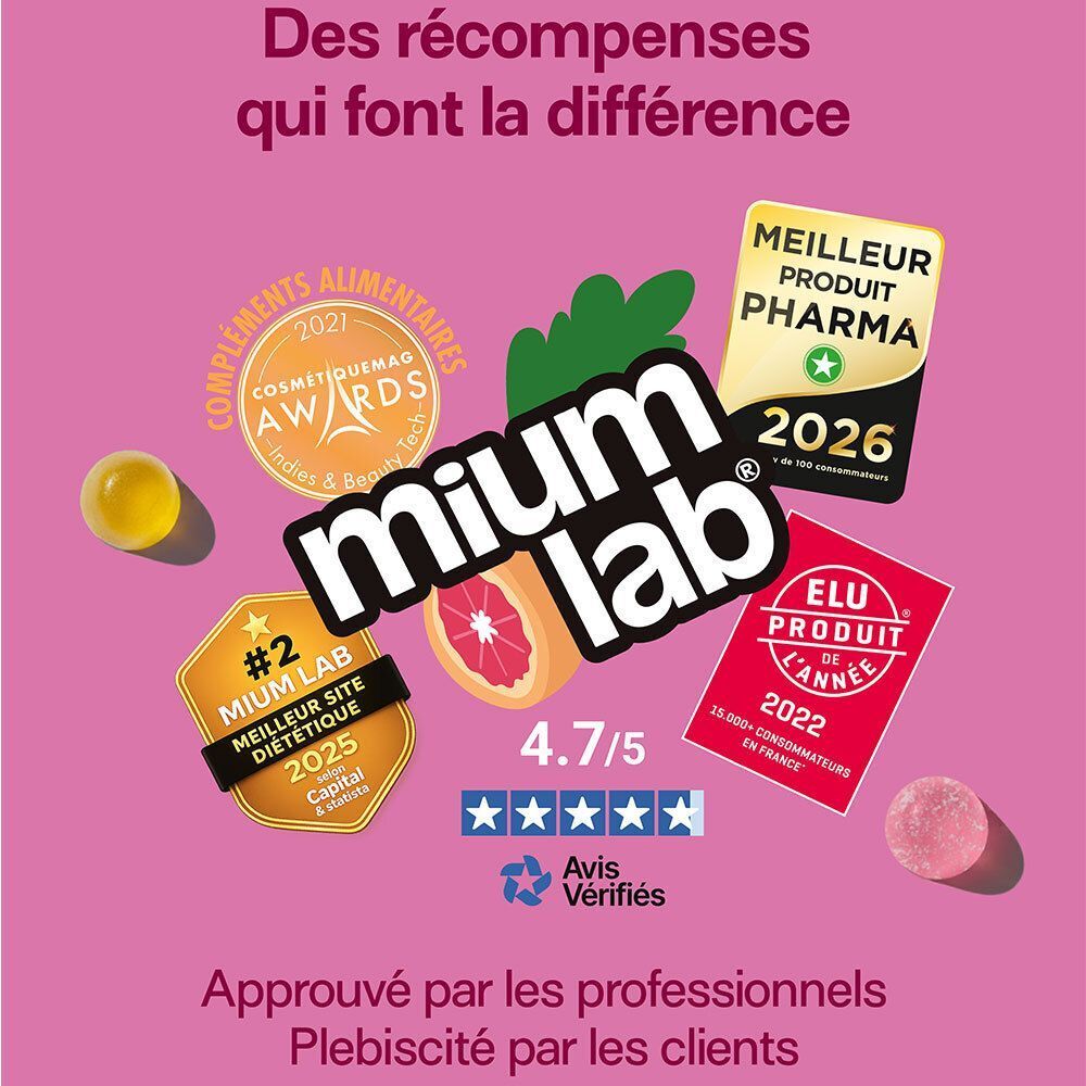 Prix et avis clients pour Mium Lab, dont 'Meilleur Produit Pharma'.