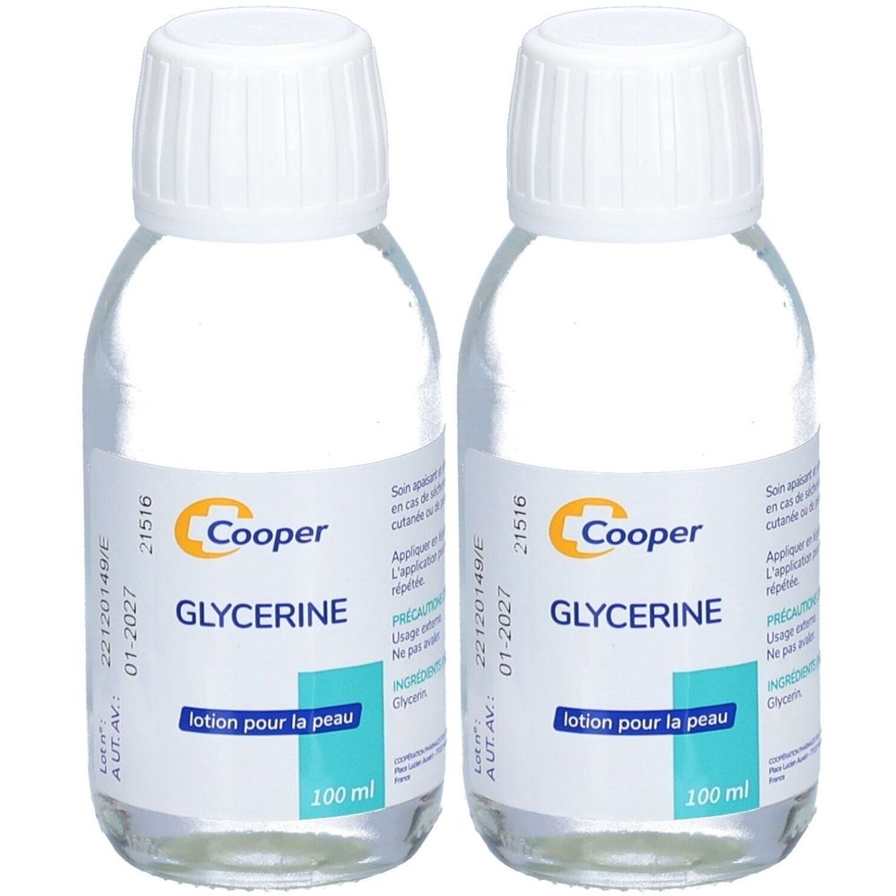 COOPER - Glycérine - Lotion pour la peau - Lotion hydratante pour le soin des peaux sèches et irritées - 100ml