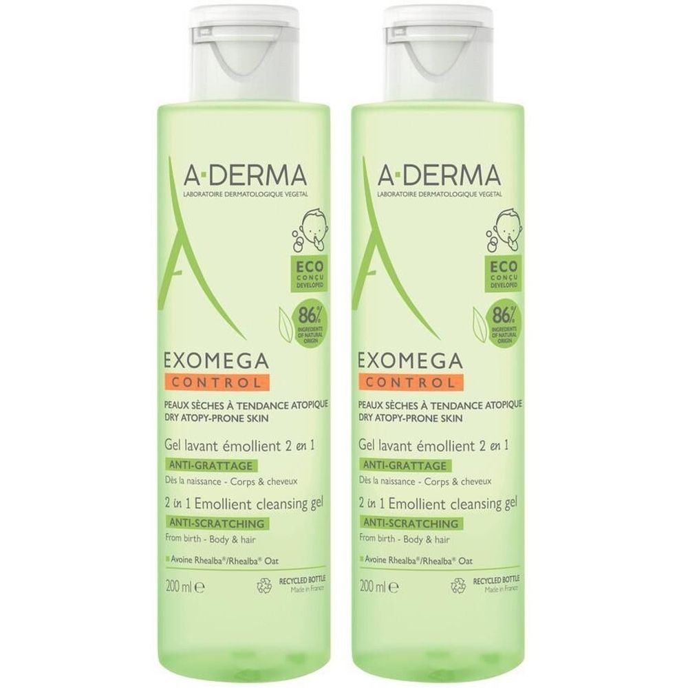 A-DERMA EXOMEGA CONTROL Gel lavant émollient 2 en 1 anti-grattage