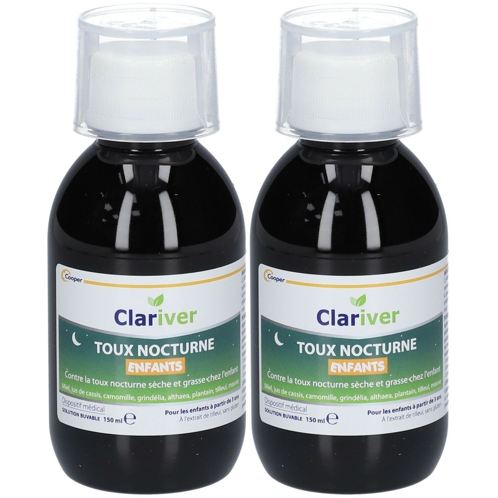 CLARIVER - Toux nocturnes - Enfants - Contre la toux nocturne sèche et grasse - à partir de 3 ans - Solution buvable - Flacon 150ml