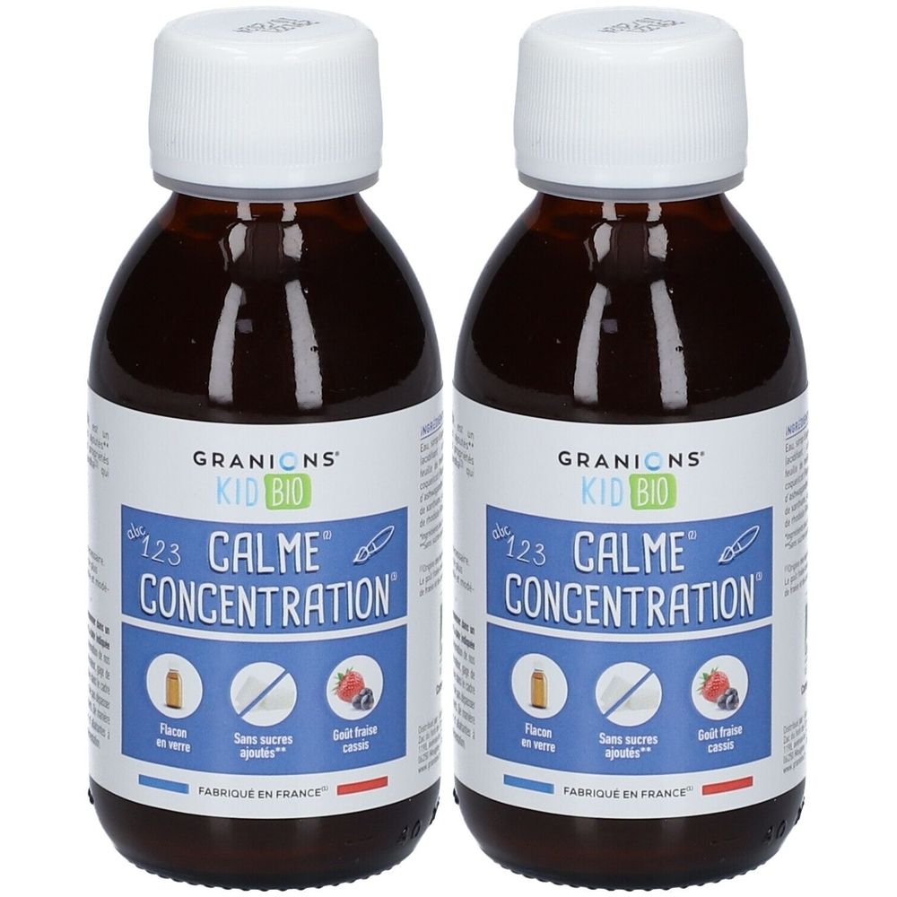 GRANIONS® Kid Bio Calme Concentration - Sirop Aux plantes Goût Fraise Cassis