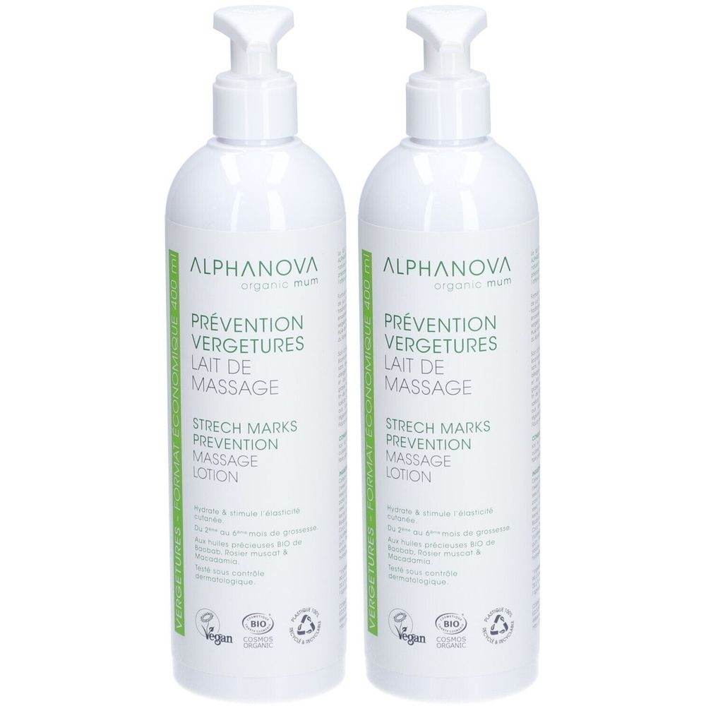 Alphanova LAIT DE MASSAGE PRÉVENTION VERGETURES | ALPHANOVA ORGANIC MUM