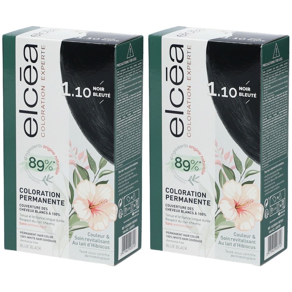 ELCÉA Coloration Experte Permanente Noir Bleuté – 1.10