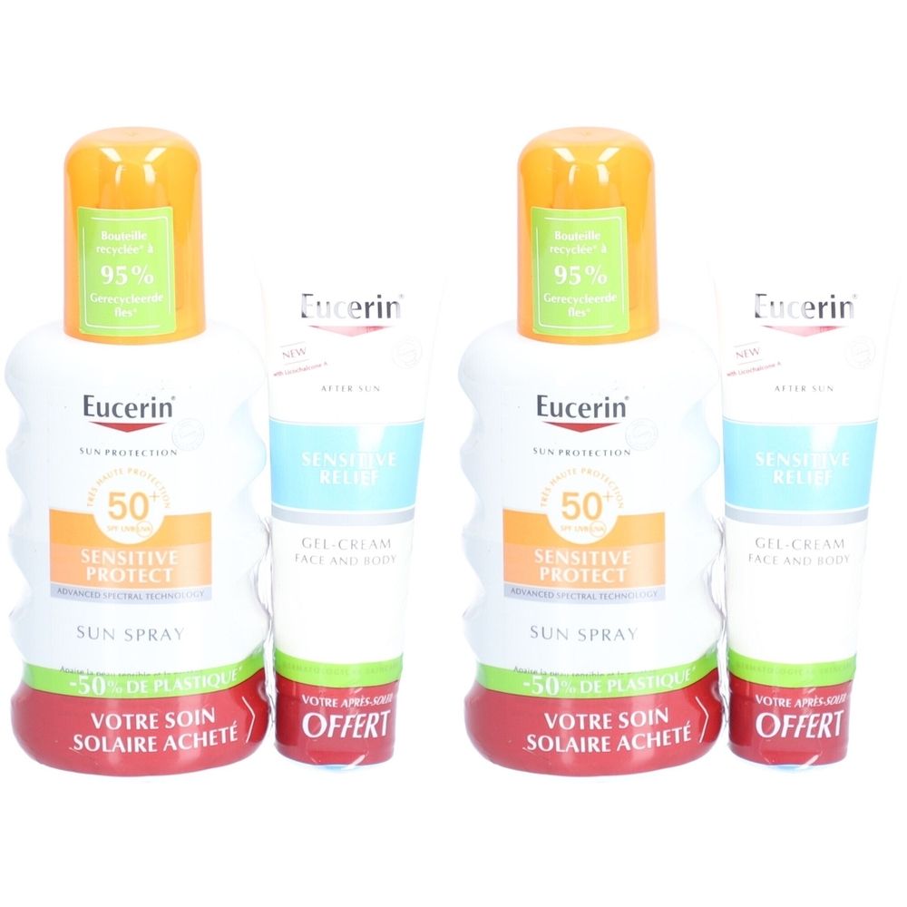 Eucerin® SUN SENSITIVE PROTECT Spray SPF 50+ et SENSITIVE RELIEF Gel-cream