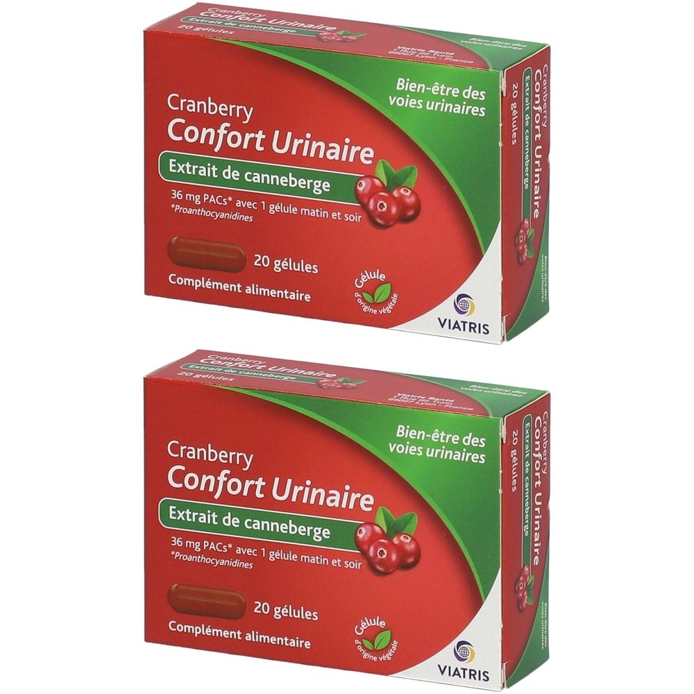Cranberry - Confort Urinaire - Extrait de canneberge - Complément alimentaire - 20 gélules