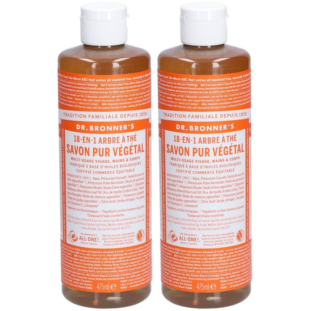 DR.BRONNER'S Savon Pur Végétal liquide 18-en-1 Arbre à thé