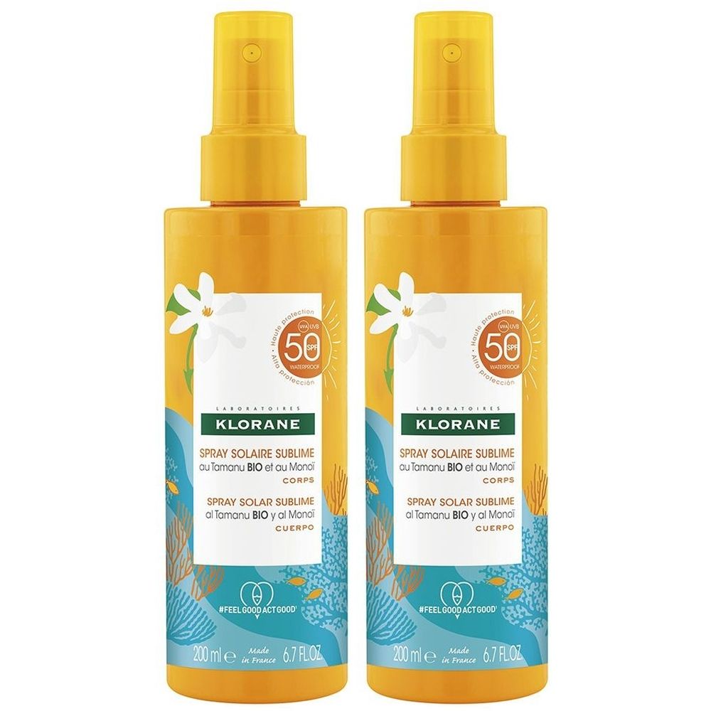 KLORANE Spray Solaire Sublime au Monoï et Tamanu BIO SPF50 Corps