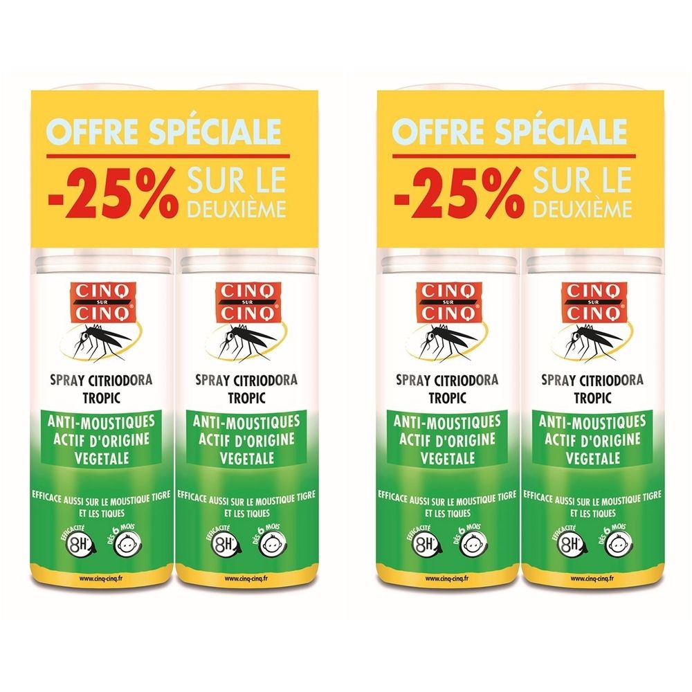 CINQ SUR CINQ Lot De 2 Spray Anti-Moustiques Citriodora  - Actifs d'Origine Végétal