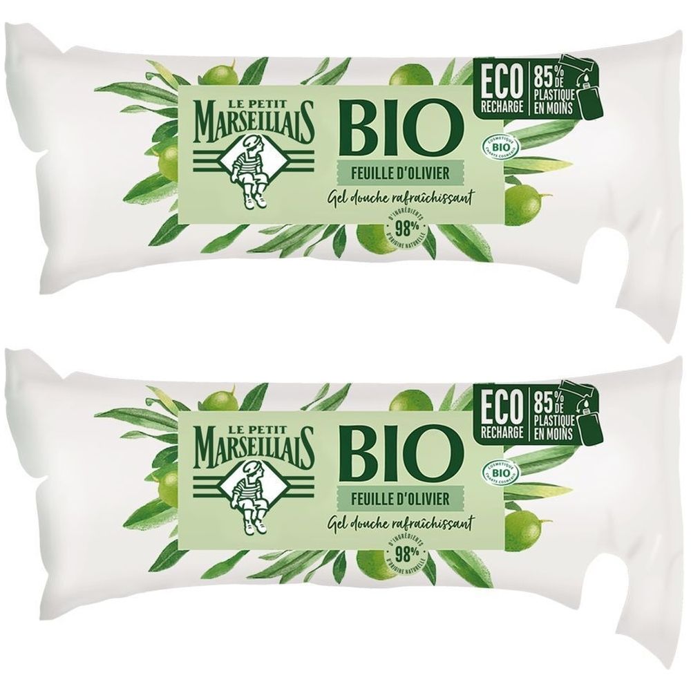 Le Petit Marseillais Berlingot Recharge Gel Douche Bio Rafraichissant - Feuilles d'Olivier Bio