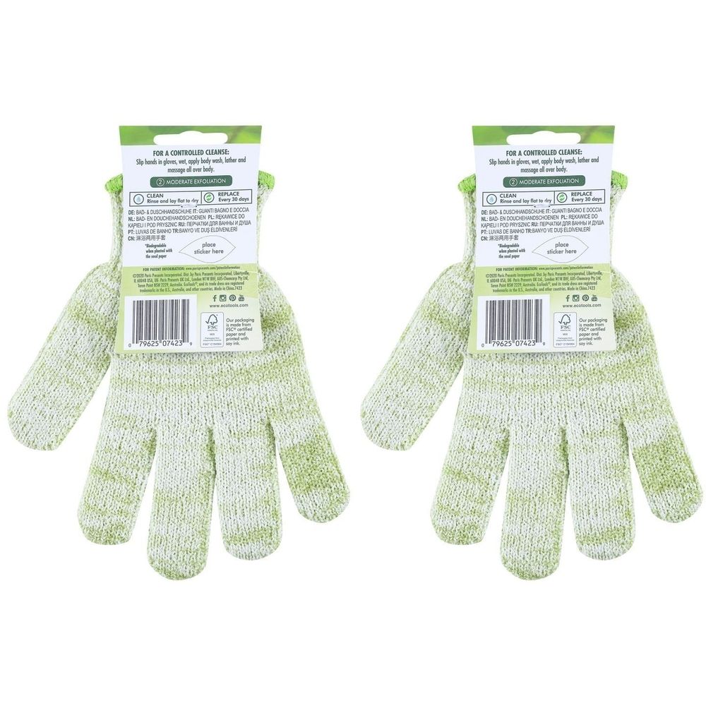 EcoTools® Gants de bain & douche exfoliants Vert