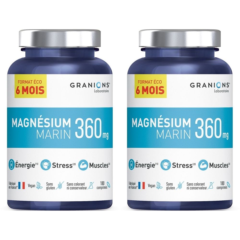 GRANIONS Magnésium Marin  360 mg - Format Eco 6 mois - 180 Comprimés