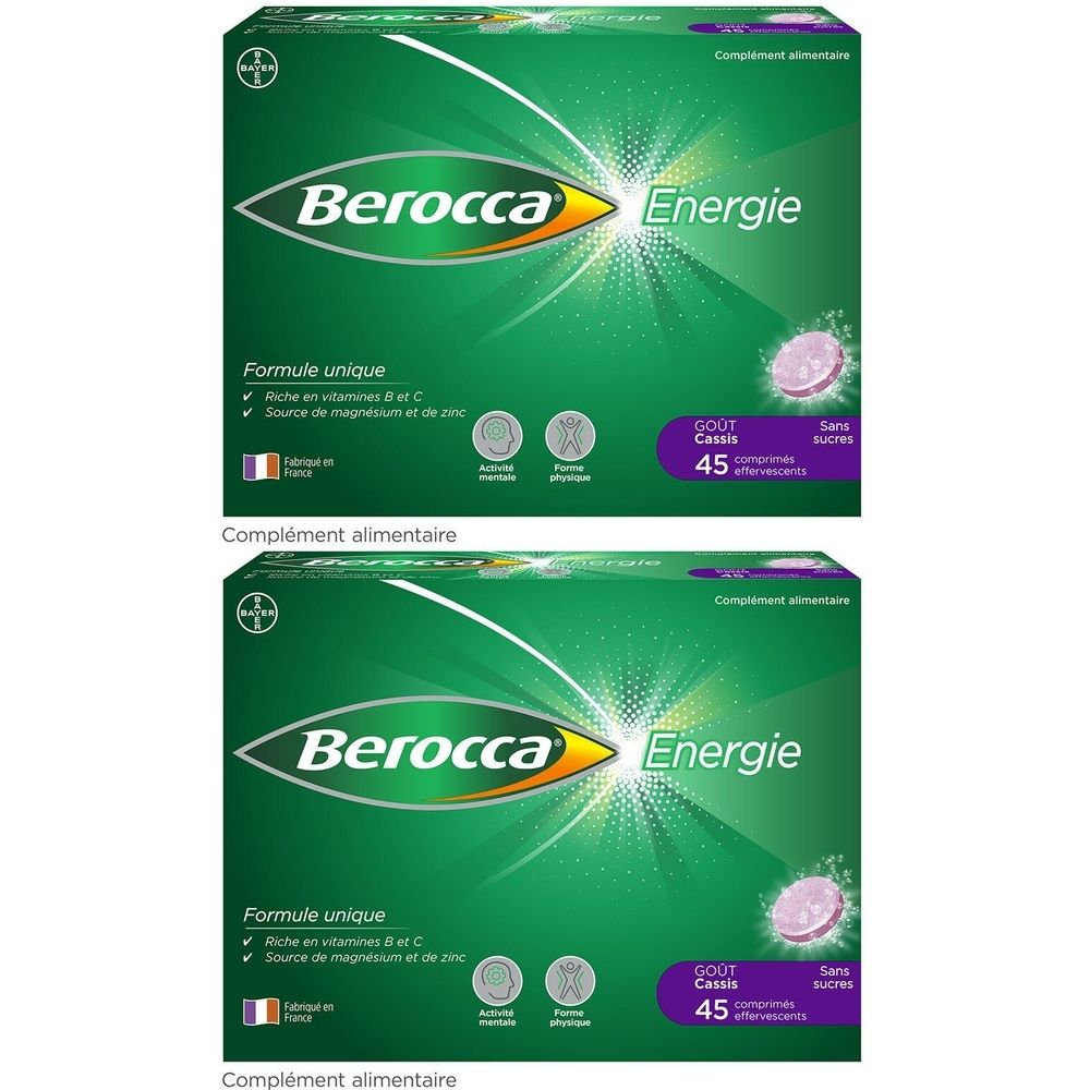 Berocca® Energie Cassis  Multivitamines et Minéraux aide à réduire la fatigue