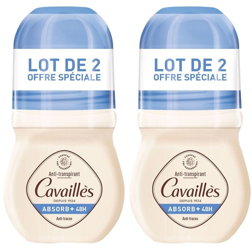 Rogé Cavaillès Anti-transpirant Absorb+ 48h Roll-on Lot de 2