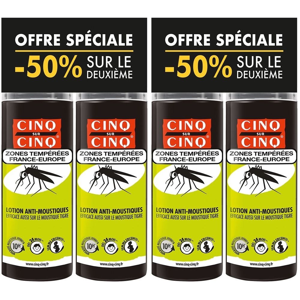 Lot de 2 Spray Zones Temperées Anti-Moustiques 100 ml Cinq sur Cinq