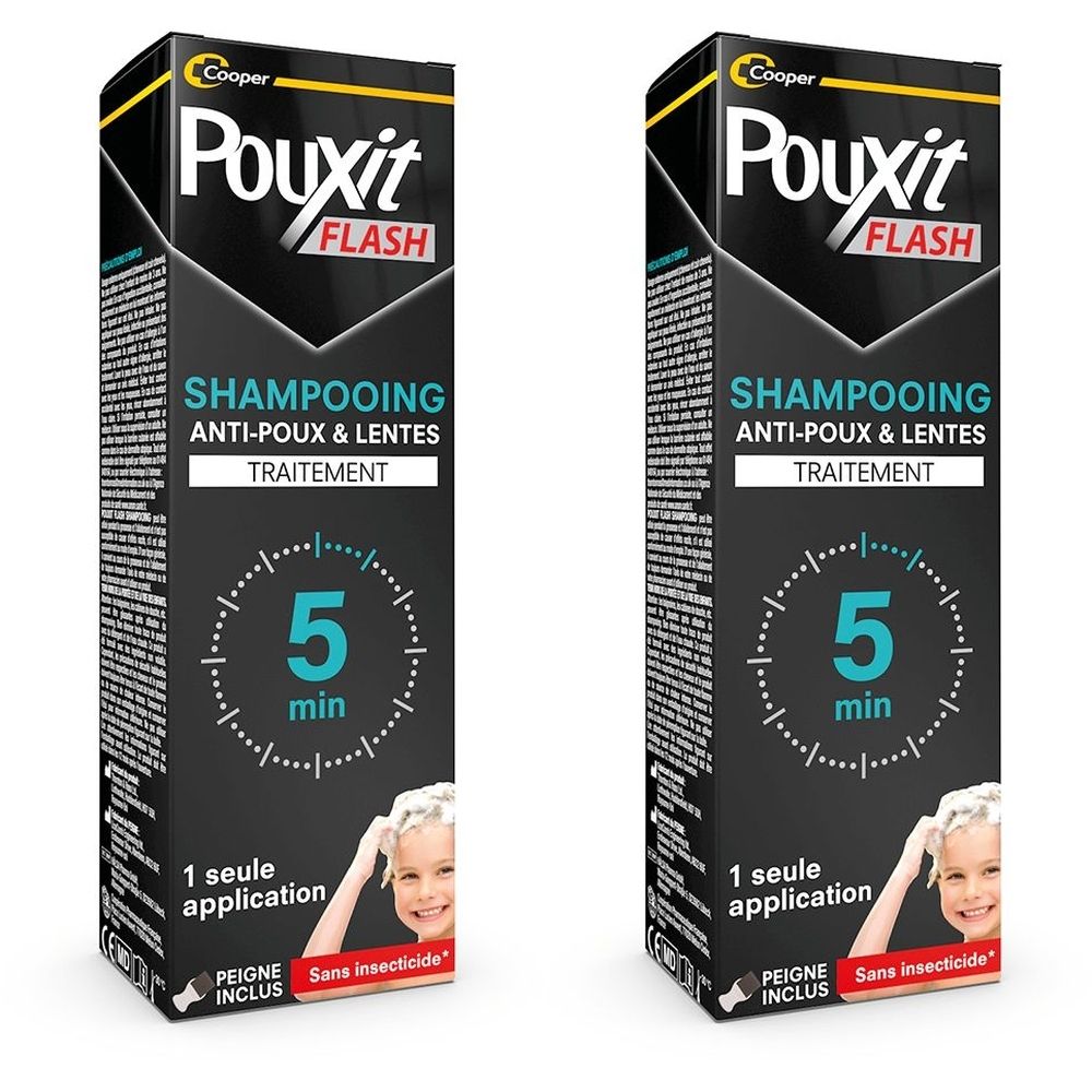 POUXIT - Flash - Shampooing anti-poux et lentes - Agit en 1 application de 5 minutes seulement1 - Traitement du cuir chevelu - 100 ml