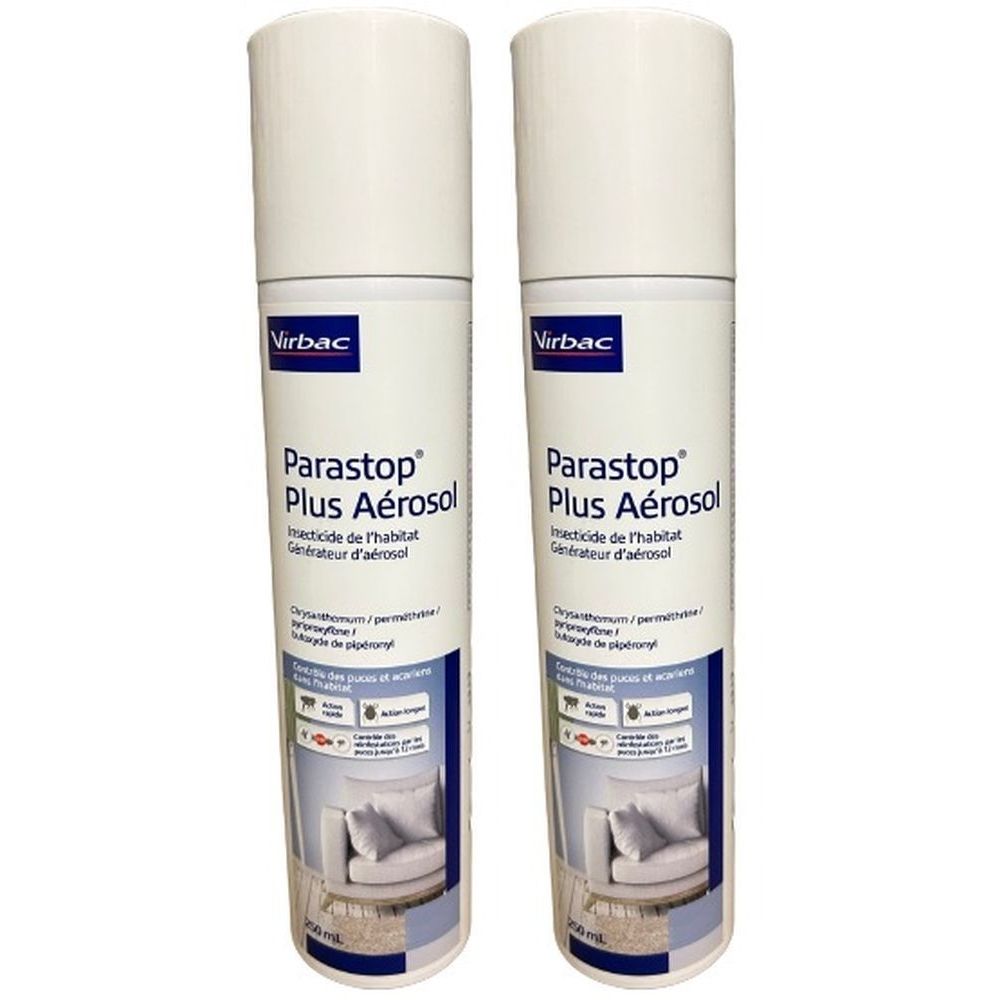 PARASTOP PLUS - Aérosol insecticide et acaricide pour l'habitat.  - spray 250 ml x2