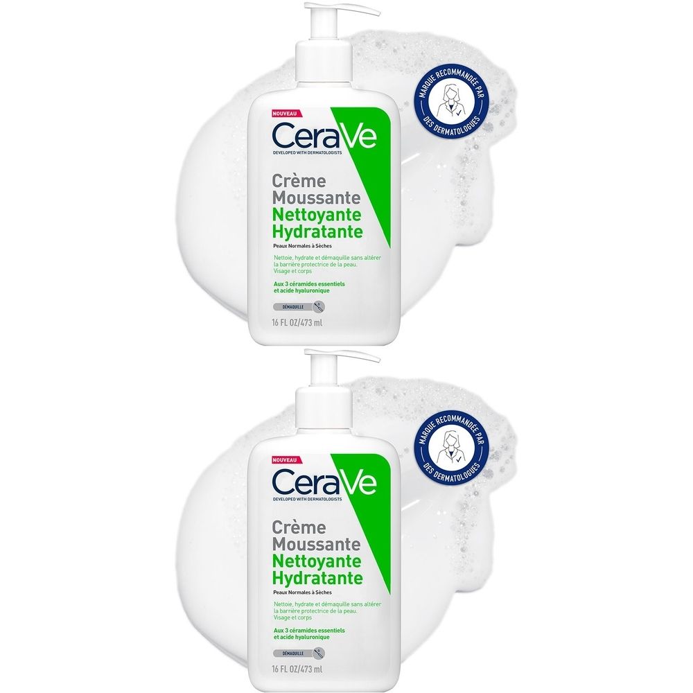 Crème Moussante Nettoyante Hydratante Visage pour les Peaux Normales à Sèches 473ml