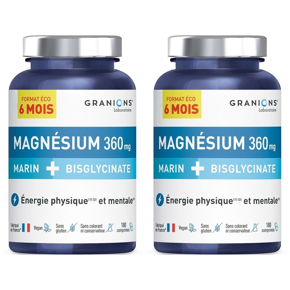 GRANIONS Magnésium 360 mg marin + bisglycinate énergie & équilibre