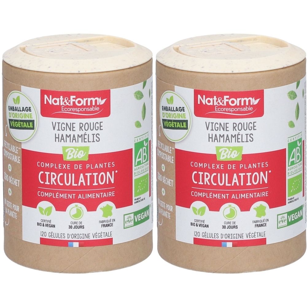 Nat&Form Vigne rouge Hamamélis Bio en gélules