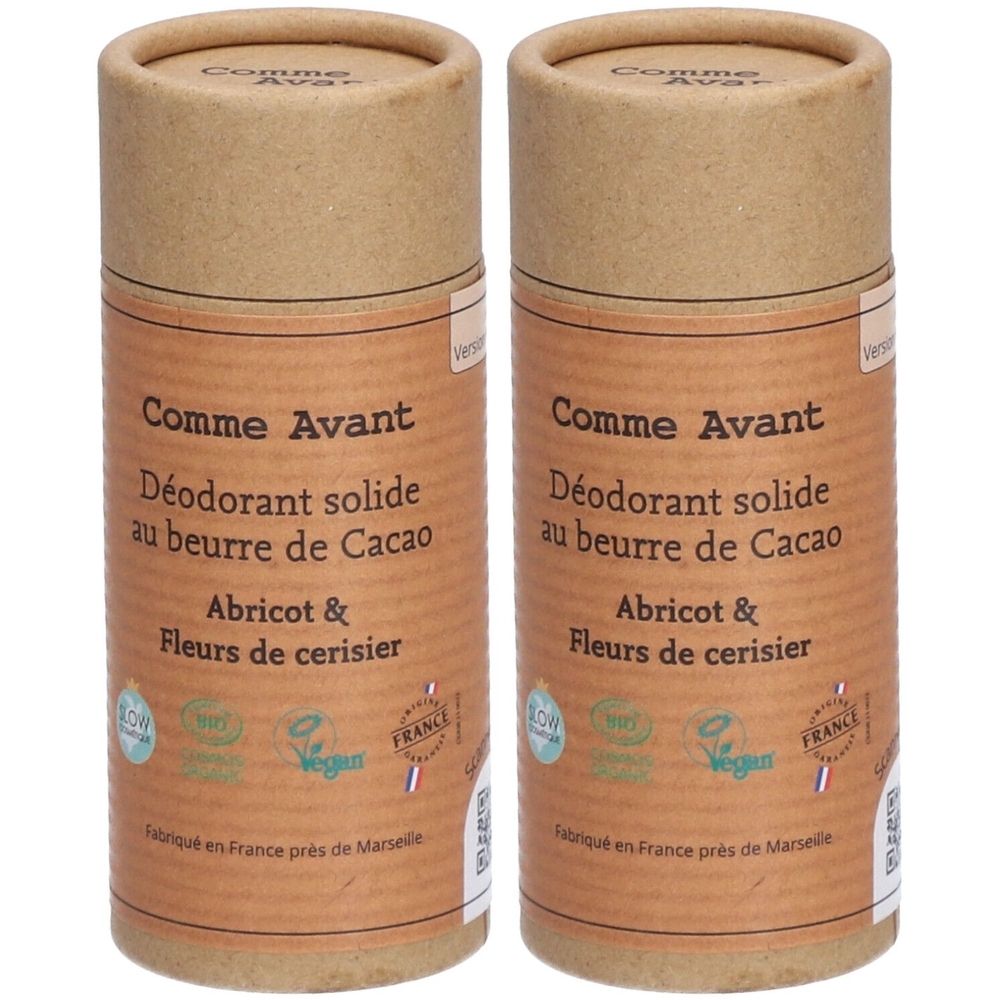 Comme Avant® Déodorant solideau beurre de cacao bio - Abricot & fleur de cerisier