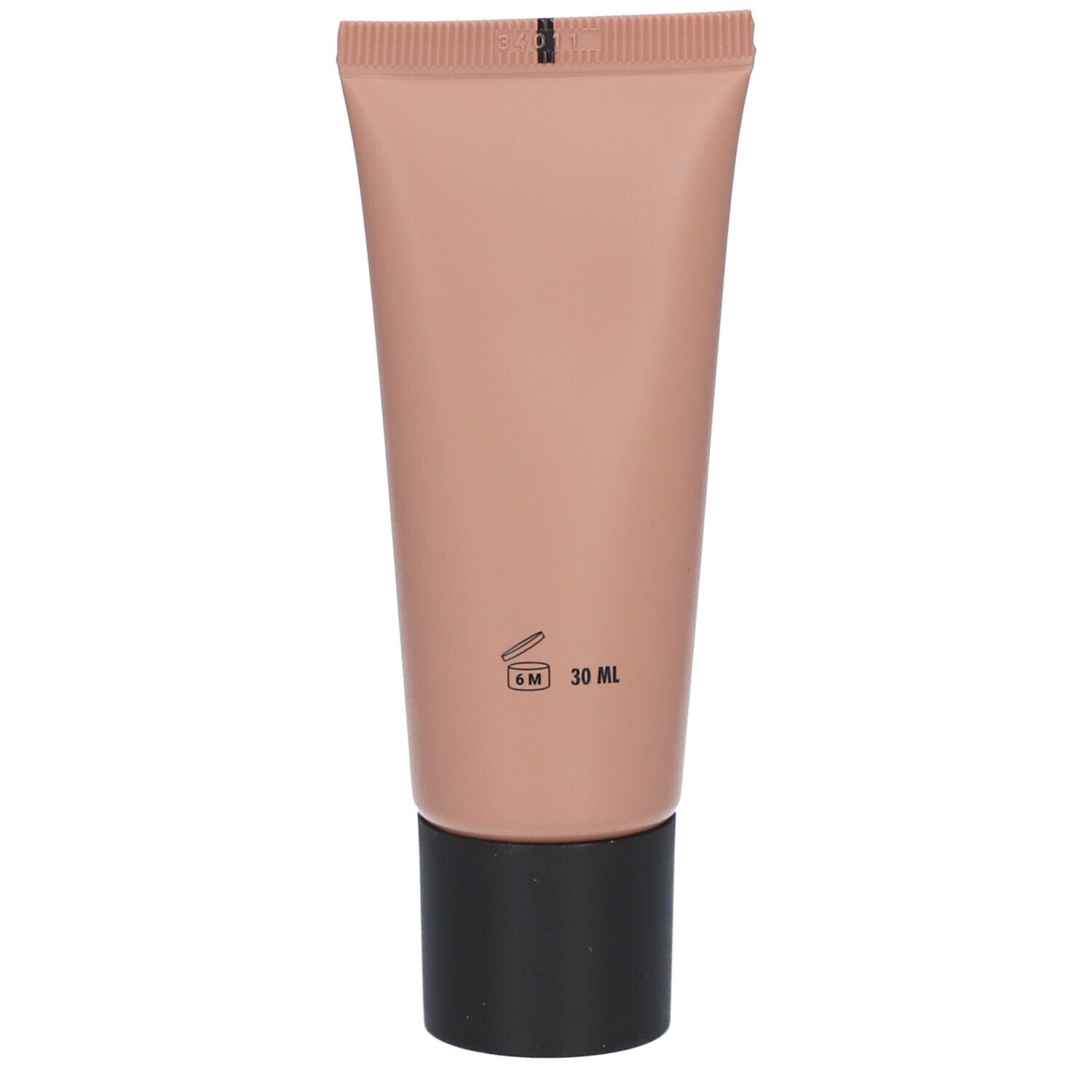 Tube beige avec bouchon noir. Au dos: 6M et 30 ml.