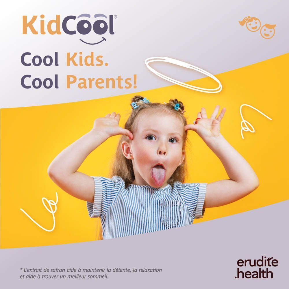 Une fille faisant une grimace avec le texte "Cool Kids. Cool Parents!".
