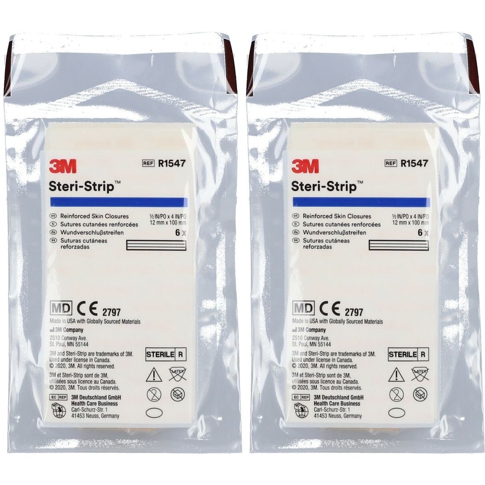 3M Steri-Strip 12x100 Mm - Confezione Da 6 Strisce Adesive Per Suture Cutanee, Ipoallergeniche