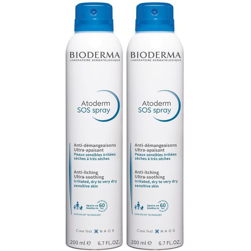 Deux sprays BIODERMA Atoderm SOS Anti-démangeaisons, 200 ml.