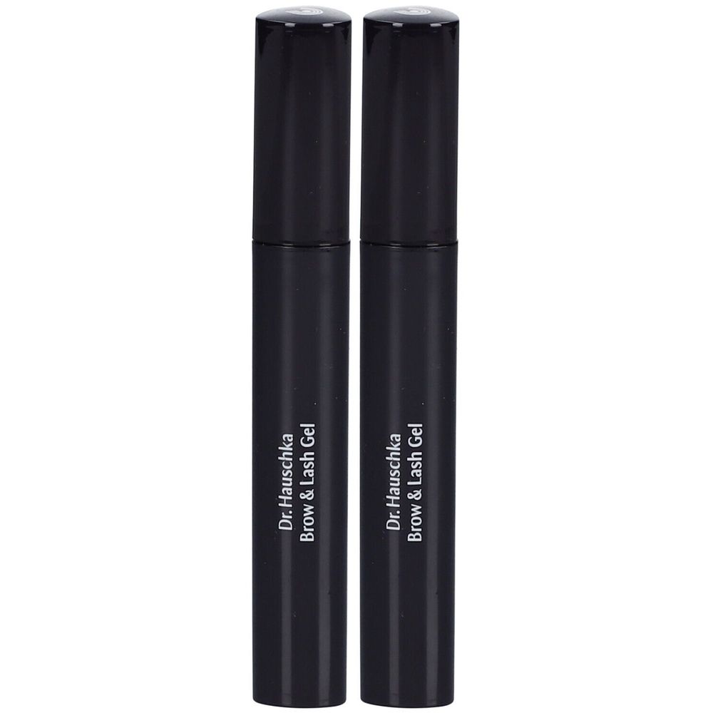 Deux tubes de gel noirs. Inscription: Dr. Hauschka Brow & Lash Gel.