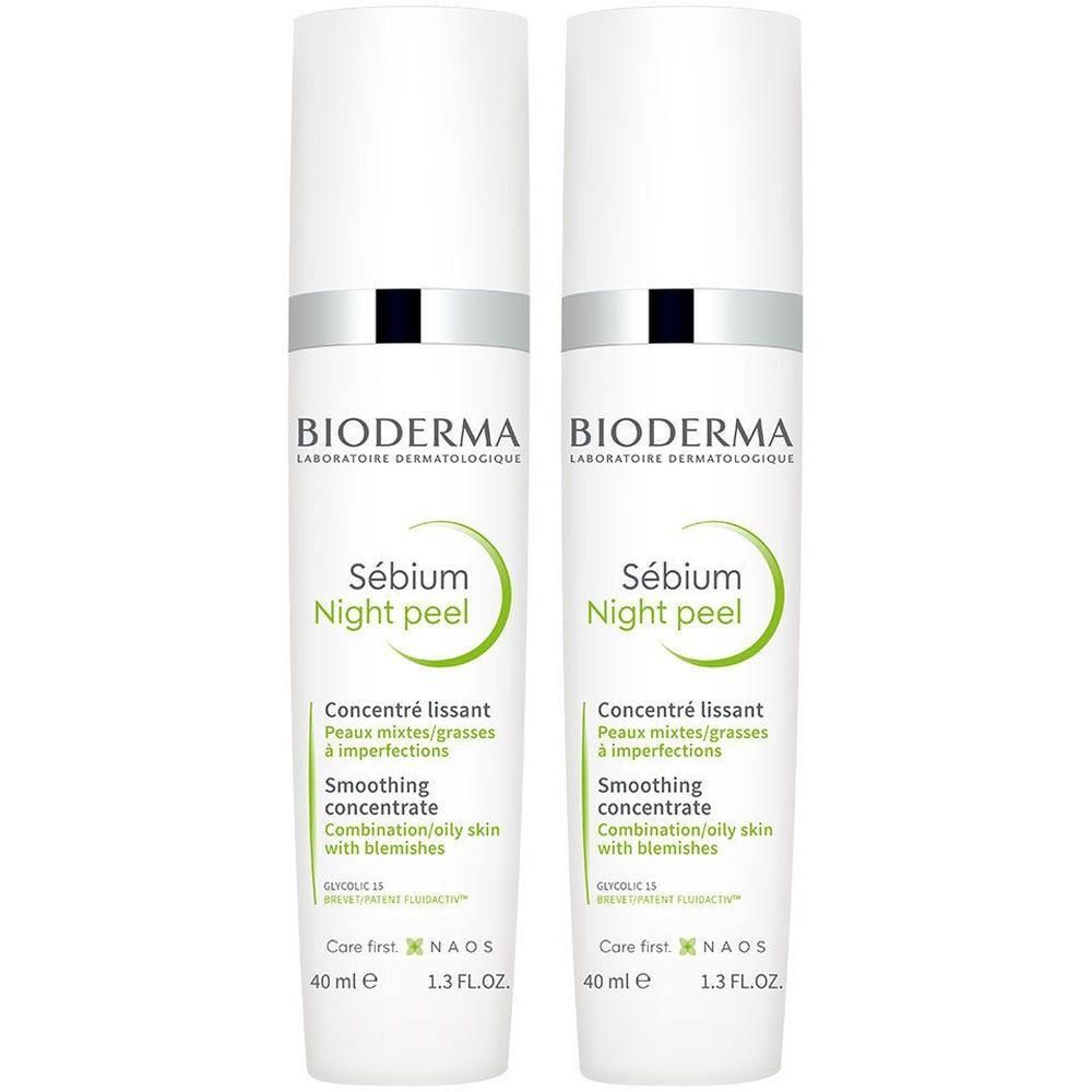 Deux flacons BIODERMA Sébium Night Peel, 40 ml.