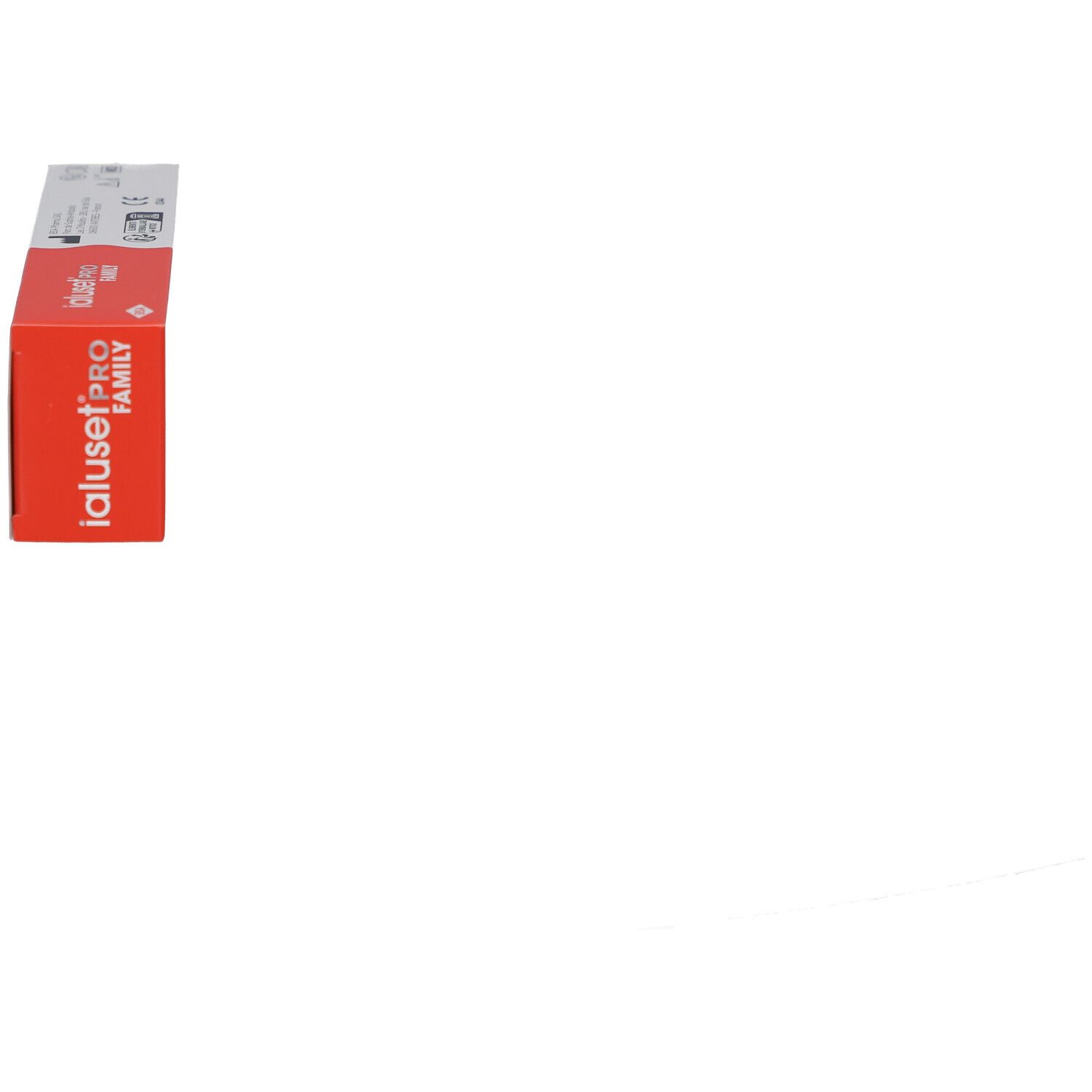 Boîte, vue latérale. Texte: IALUSETPRO FAMILY. Design orange et blanc. Texte: PLAIES SUPERFICIELLES.