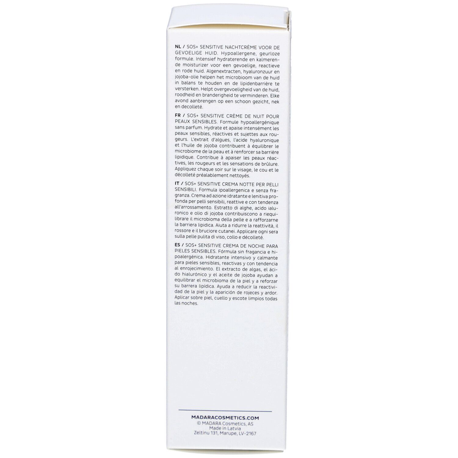 Emballage du produit. Texte en plusieurs langues. Informations sur le produit et l'utilisation.