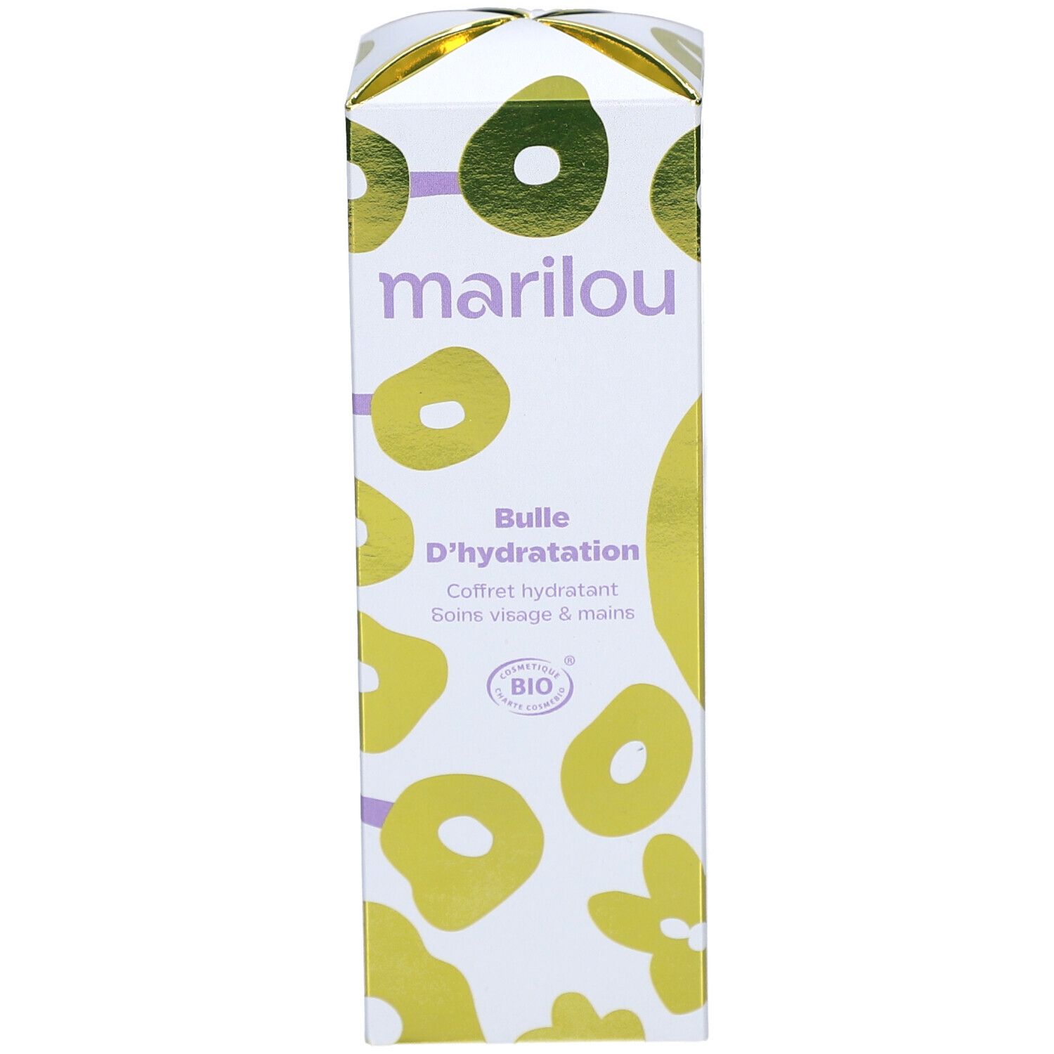 MARILOU BIO Coffret Bulle d'Hydratation. Boîte blanche avec motif floral. Accents dorés. Certification bio.