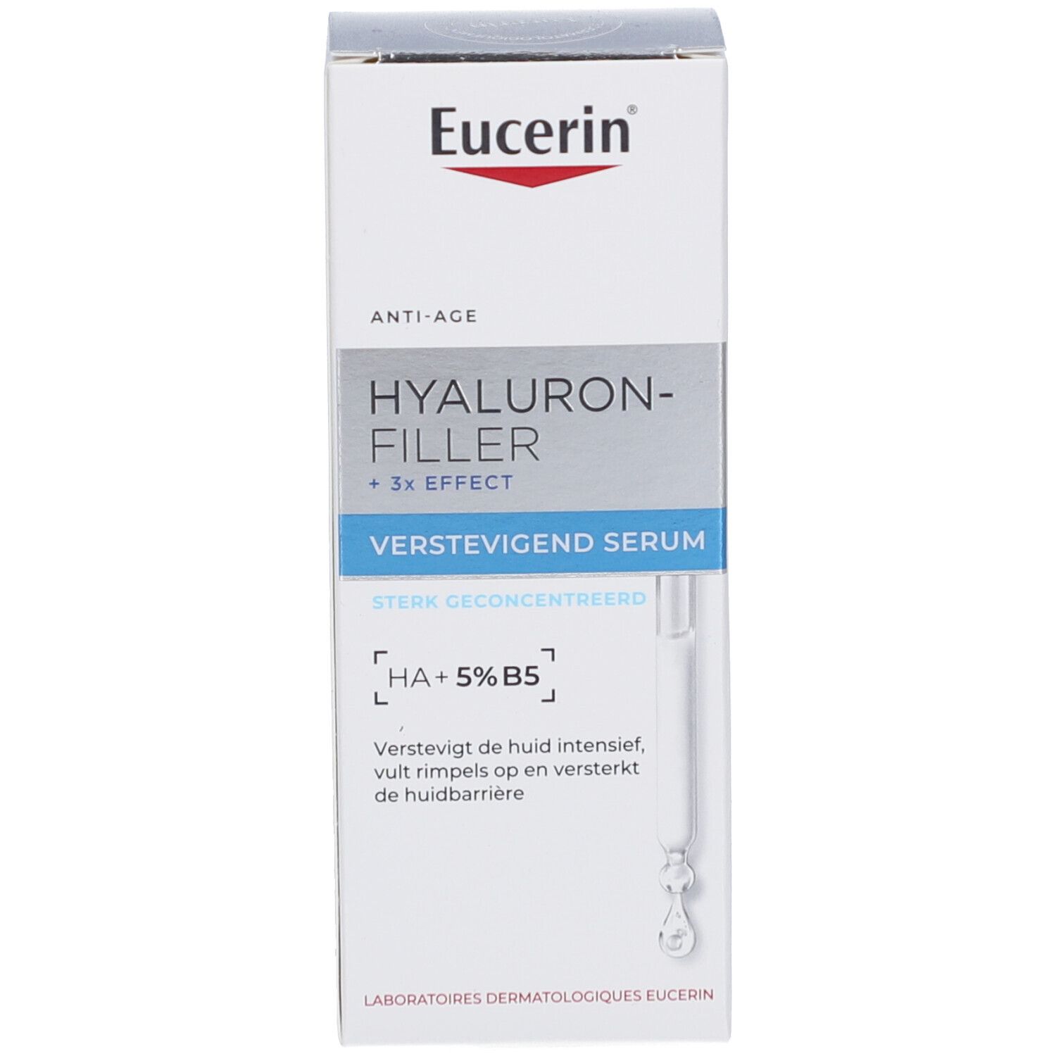 Eucerin Sérum Fermeté emballage. Boîte. Texte.