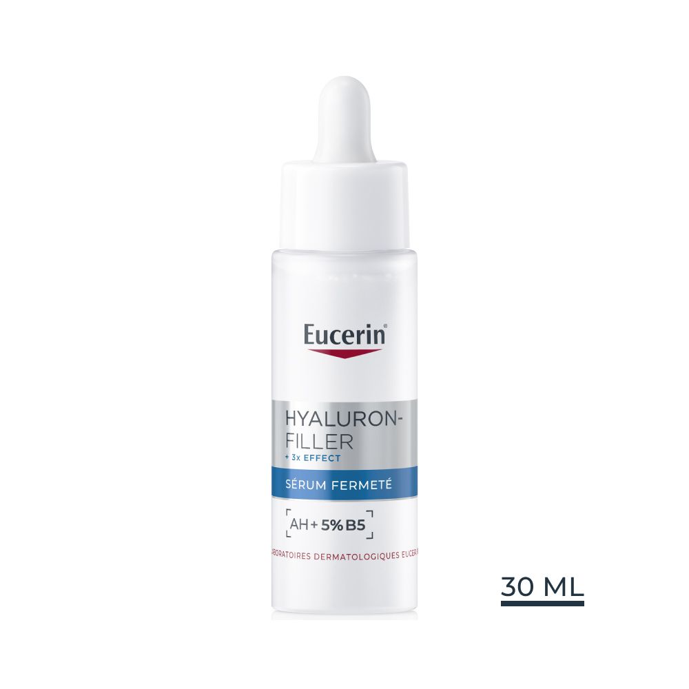 Sérum Fermeté Eucerin Hyaluron-Filler + 3x Effect. Flacon blanc avec pipette. 30 ml.